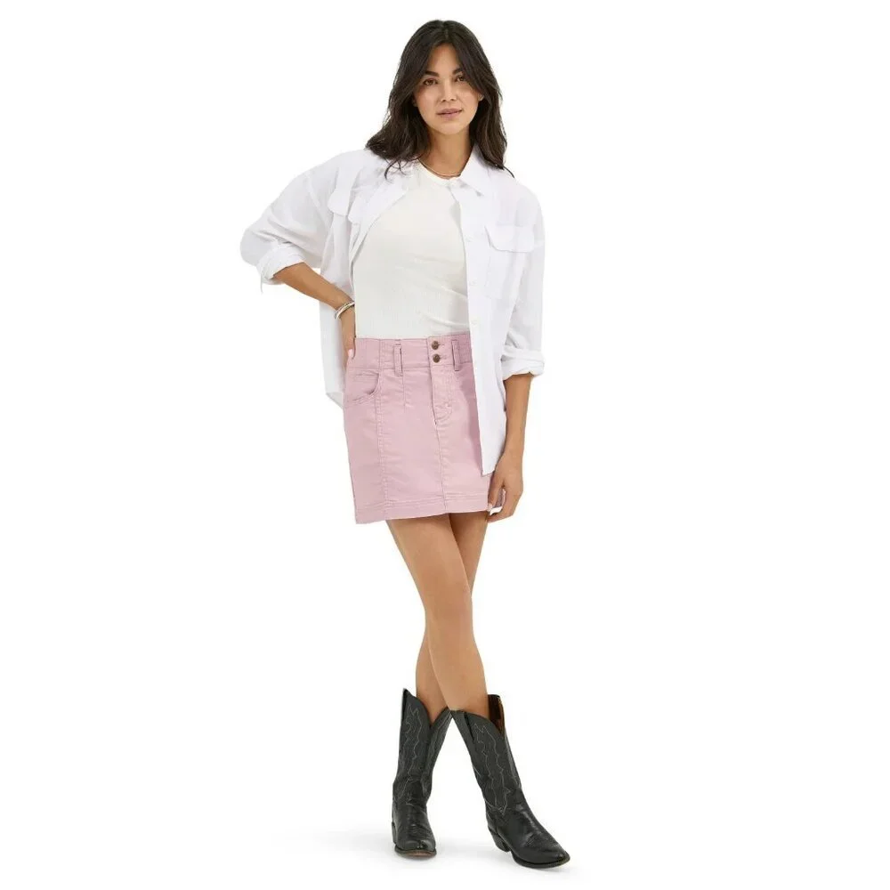 Lee Women's Heritage Mini Skirt, Size 6, Regular Fit, High Rise, Light Pink - Picture 2 of 5